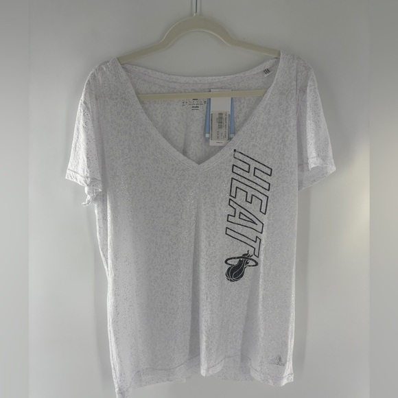 adidas Tops - adidas White Miami Heat V-Neck Tee